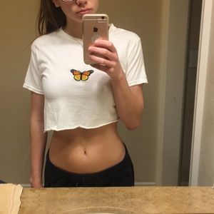 Brandy Melville butterfly crop tee